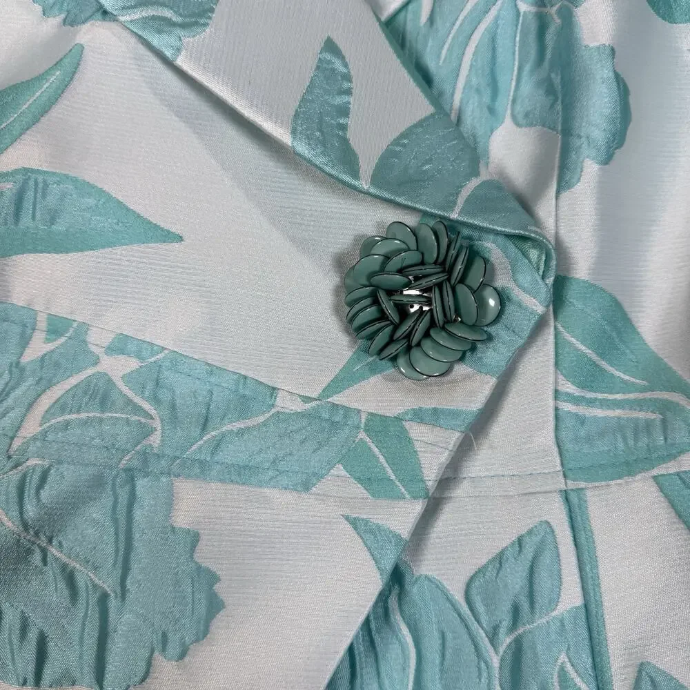 Lily & Taylor Couture Blue Jacquard Floral 2 Piece Skirt Suit Set Womens Size 14 - Picture 3 of 15